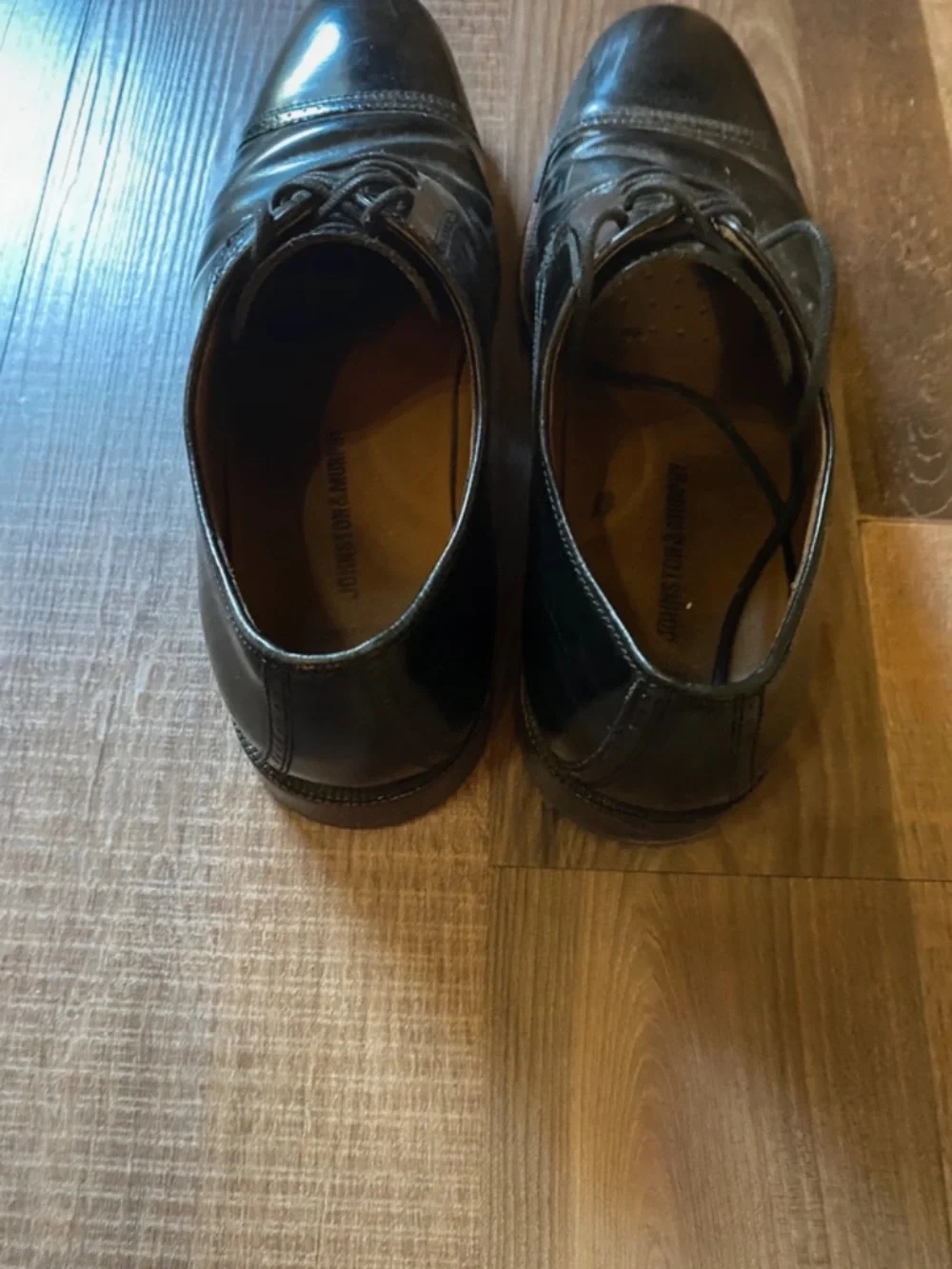 Johnston & Murphy Black Cap-Toe Derby Oxfords